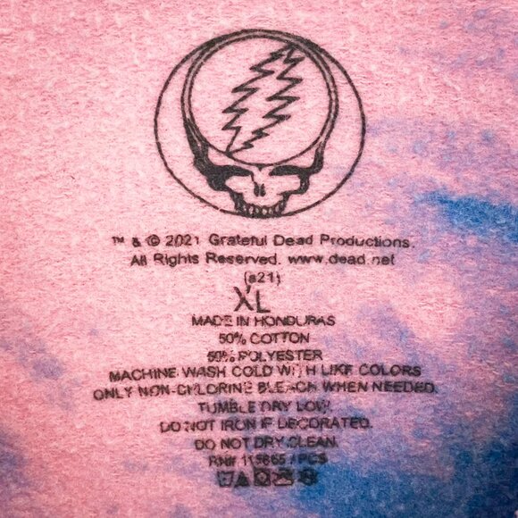 Grateful Dead Dancing Skeletons Tie-Dye Crewneck Sweatshirt Pink Blue XL - Picture 4 of 9